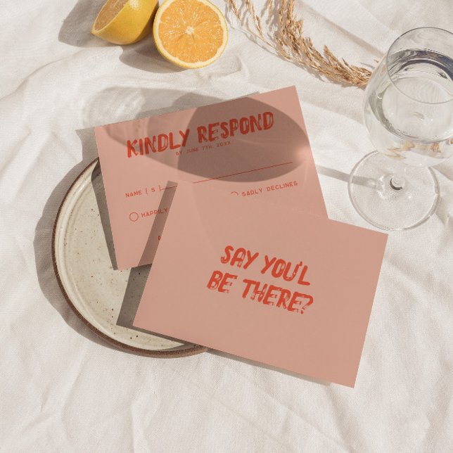 Retro farbenfroher Spaß Funky Bold einzigartige Ho RSVP Karte (Von Creator hochgeladen)