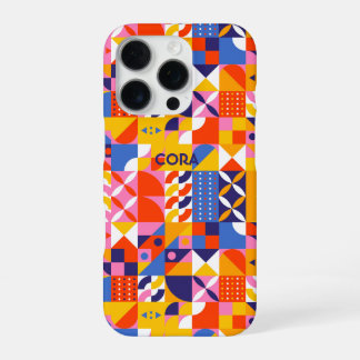 Retro-farbenfrohes geometrisches Musterdesign nach iPhone 16 Pro Hülle