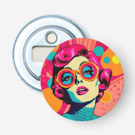 Retro farbenfrohes Geschenk, farbenfrohe Frau Flaschenöffner