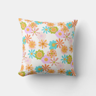 Retro-farbenfrohes Vintage-Hippie-Blumenmuster Kissen