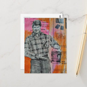 Retro-Farbenmann-Collage Postkarte