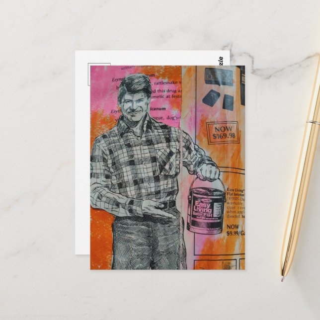 Retro-Farbenmann-Collage Postkarte (Vorderseite/Rückseite Beispiel)