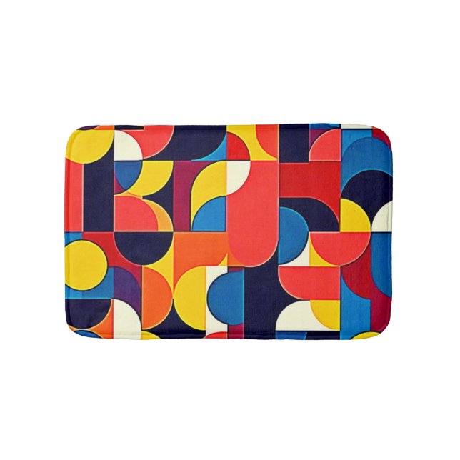 Retro-Farbfeld-Geometrie-Kunst Badematte (Vorderseite)