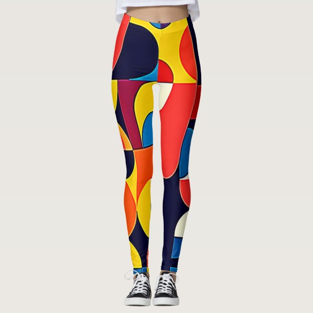 Retro-Farbfeld-Geometrie-Kunst Leggings (Vorderseite)