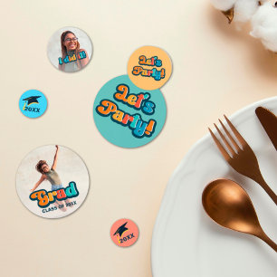 Retro farbig 2 Foto jedes Jahr Abschluss Konfetti