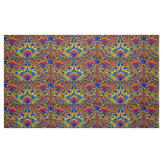 Retro-farbige Art Nouveau-Muster Stoff (Fat Quarter (45,7 x 55,9 cm))