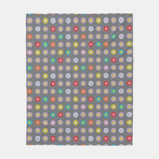Retro-farbige Blume Fleecedecke (Vorderseite)