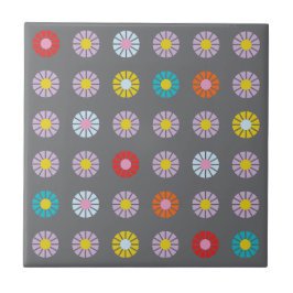 Retro-farbige Blume Fliese