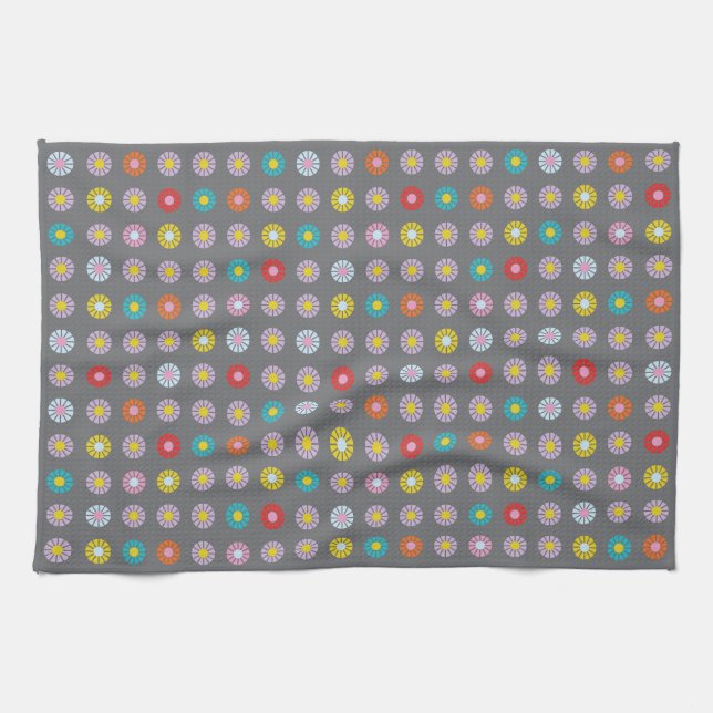 Retro-farbige Blume Geschirrtuch (Horizontal)