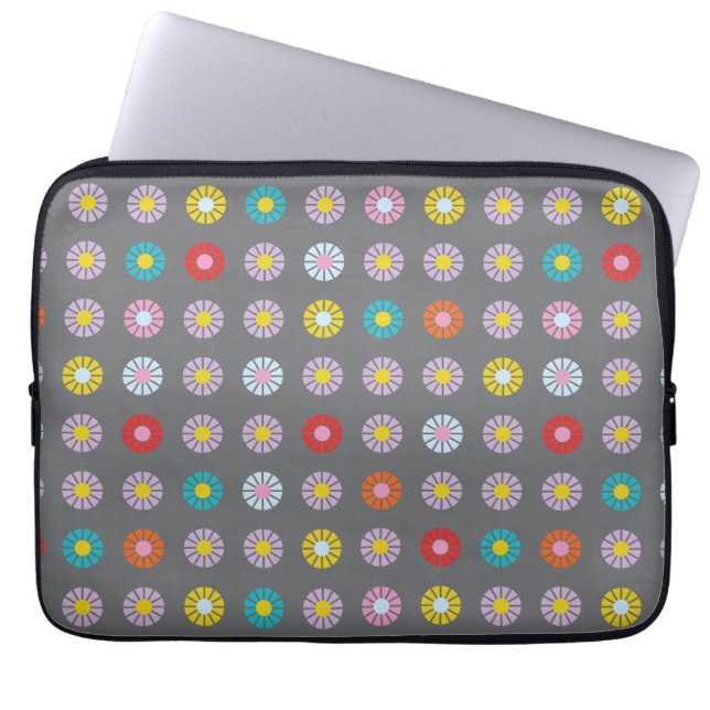 Retro-farbige Blume Laptopschutzhülle (Vorderseite)