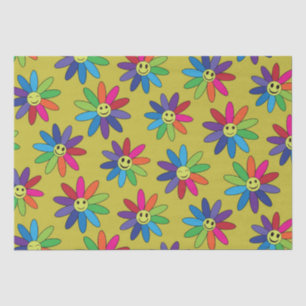 Retro farbige Blume mit Happy Gesichtsmuster Seidenpapier