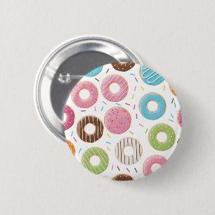 Retro-farbige Donut-Muster Minimalist Party-Spaß Button