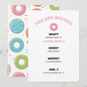 Retro-farbige Donut-Muster Minimalist Party-Spaß Einladung
