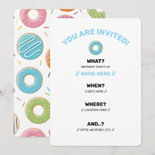 Retro-farbige Donut-Muster Minimalist Party-Spaß Einladung