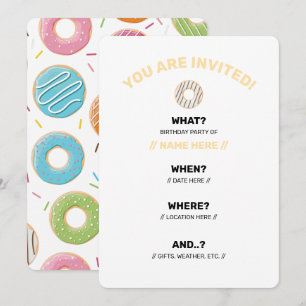Retro-farbige Donut-Muster Minimalist Party-Spaß Einladung