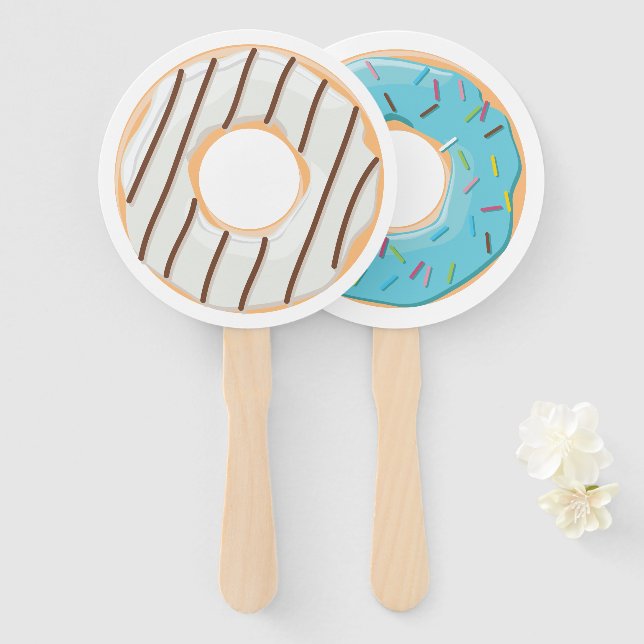Retro-farbige Donut-Muster Minimalist Party-Spaß Fächer (Vorne und Hinten)