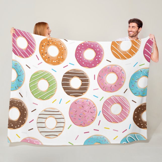 Retro-farbige Donut-Muster Minimalist Party-Spaß Fleecedecke (Beispiel)