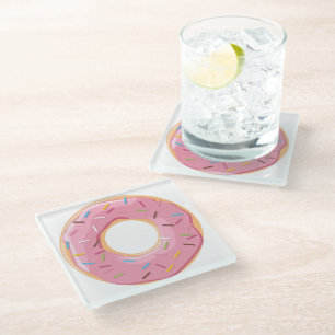 Retro-farbige Donut-Muster Minimalist Party-Spaß Glasuntersetzer