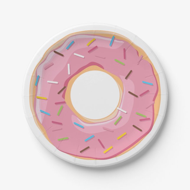 Retro-farbige Donut-Muster Minimalist Party-Spaß Pappteller (Vorderseite)