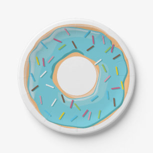 Retro-farbige Donut-Muster Minimalist Party-Spaß Pappteller