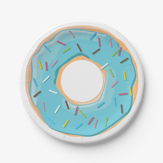 Retro-farbige Donut-Muster Minimalist Party-Spaß Pappteller (Vorderseite)