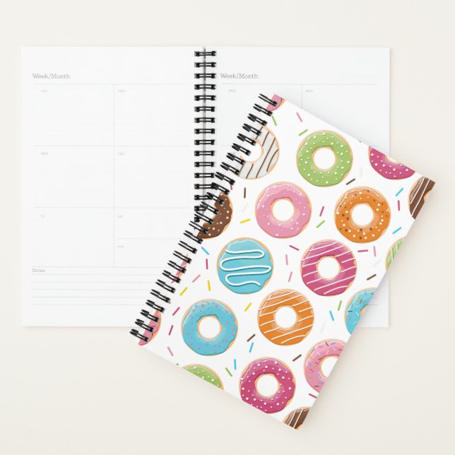 Retro-farbige Donut-Muster Minimalist Party-Spaß Planer (Anzeige)
