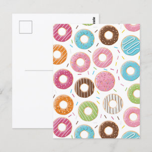 Retro-farbige Donut-Muster Minimalist Party-Spaß Postkarte