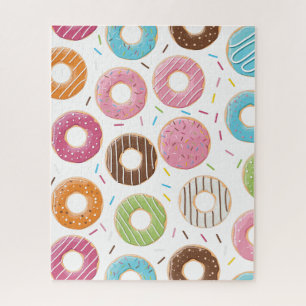 Retro-farbige Donut-Muster Minimalist Party-Spaß Puzzle