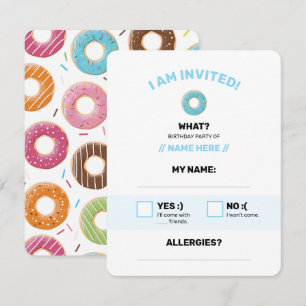 Retro-farbige Donut-Muster Minimalist Party-Spaß RSVP Karte