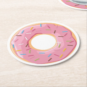 Retro-farbige Donut-Muster Minimalist Party-Spaß Runder Pappuntersetzer