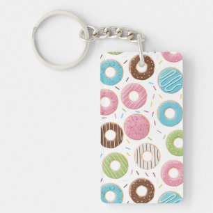 Retro-farbige Donut-Muster Minimalist Party-Spaß Schlüsselanhänger