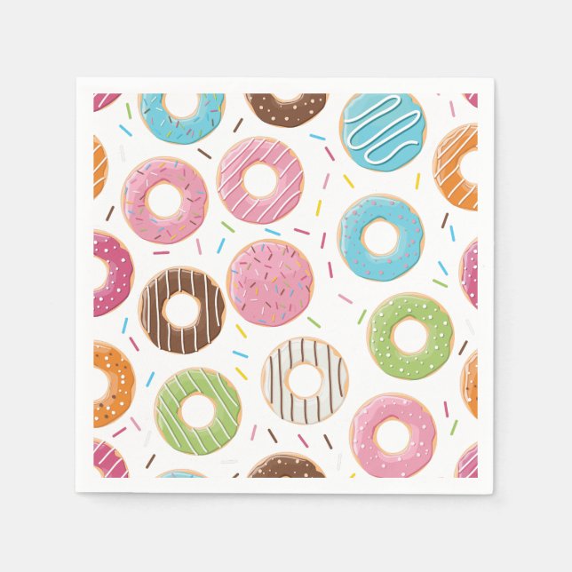 Retro-farbige Donut-Muster Minimalist Party-Spaß Serviette (Vorderseite)