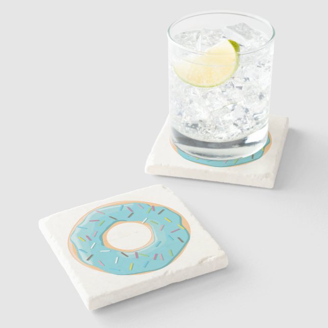 Retro-farbige Donut-Muster Minimalist Party-Spaß Steinuntersetzer (Seitenansicht)