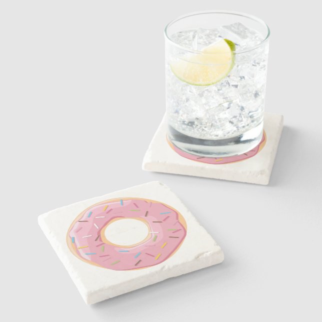 Retro-farbige Donut-Muster Minimalist Party-Spaß Steinuntersetzer (Seitenansicht)