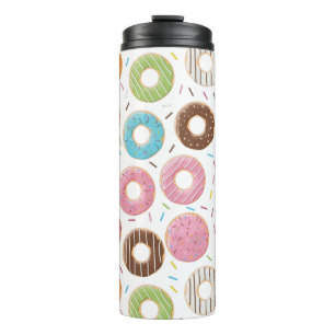 Retro-farbige Donut-Muster Minimalist Party-Spaß Thermosbecher