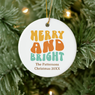 Retro Farbige Fröhliche und Helle Weihnachtsfeiert Keramik Ornament