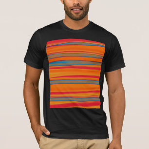 Retro-farbige gestreifte abstrakte Kunst T-Shirt