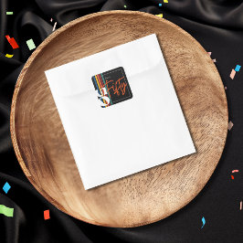 Retro-farbige gestreifte Geburtstagsfeier im Fifty Quadratischer Aufkleber