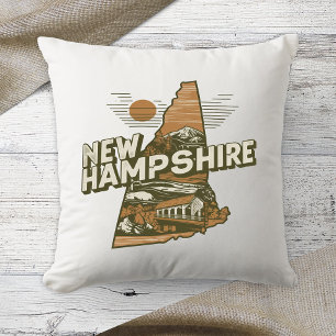 Retro-Farbige Heimatstaat New Hampshire Kissen