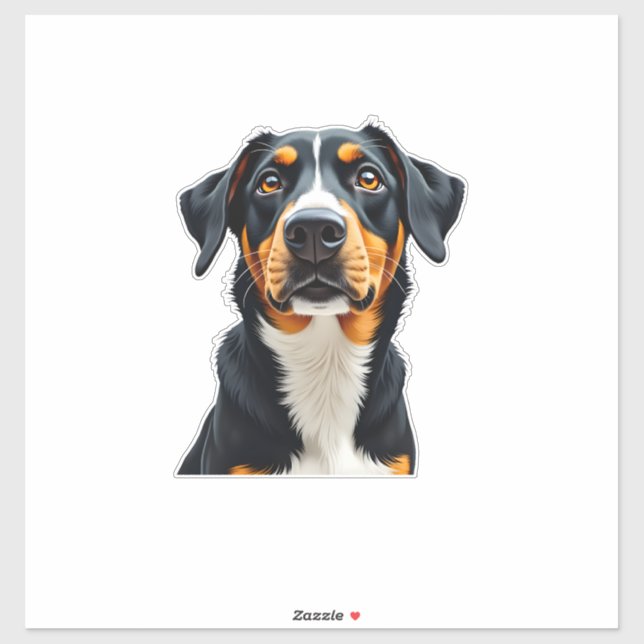 Retro-Farbige Hundeporträt-Illustration Retro-P Aufkleber (Blatt)