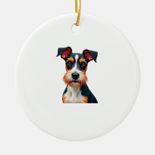 Retro-Farbige Hundeporträt-Illustration Retro T Keramik Ornament