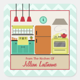 Retro-Farbige Küchensiegel Quadratischer Aufkleber