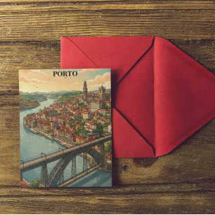 Retro-farbige Porto Portugal Reiseillustration Postkarte
