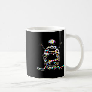 Retro Farbige Punkte Eishockeyhelm und Puck H Kaffeetasse