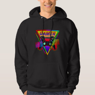 Retro Farbige Regenbogen Gamer Computer Gaming Hoodie