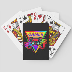 Retro Farbige Regenbogen Gamer Computer Gaming Spielkarten