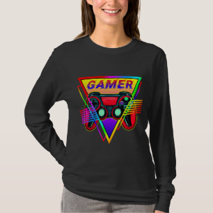 Retro Farbige Regenbogen-Gamer-Computer-Gaming T-Shirt