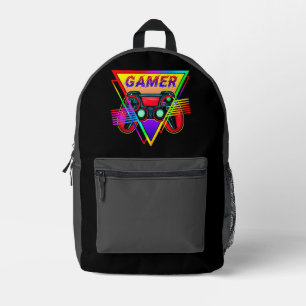 Retro Farbige Regenbogen-Gamer-Computer-Spiele Bedruckter Rucksack