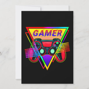 Retro Farbige Regenbogen-Gamer-Computer-Spiele Einladung