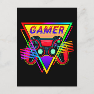 Retro Farbige Regenbogen-Gamer-Computer-Spiele Postkarte